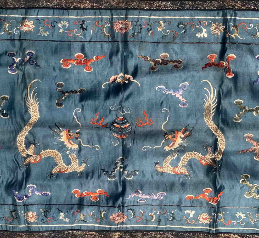 Handmade Antique Chinese Collectible silk textile 2.6'x3.8', 79cmx115cm 1870s