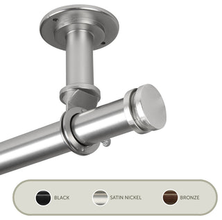 Cap Ceiling 1" Curtain Rod/Room Divider, Satin Nickel, 66-120"