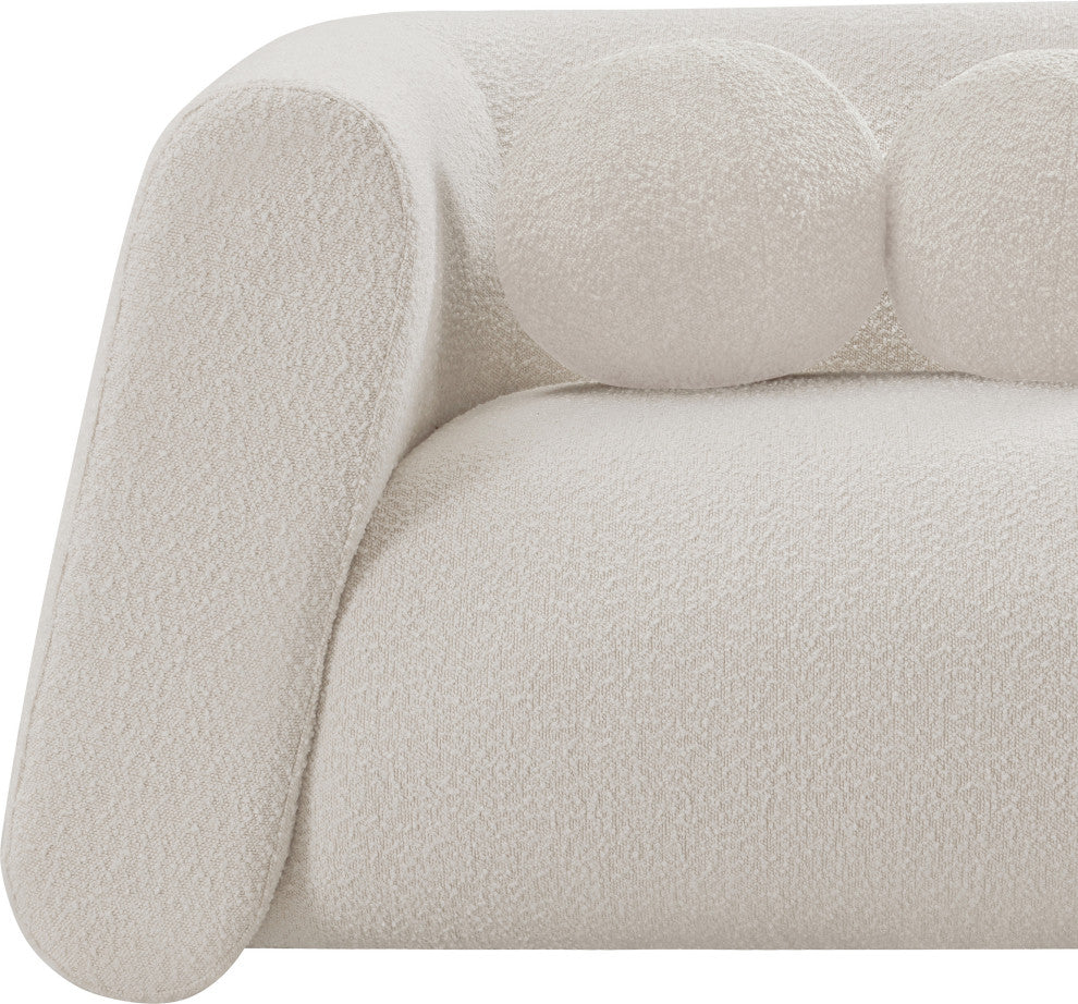 Abbington Boucle Fabric Upholstered Loveseat, Cream