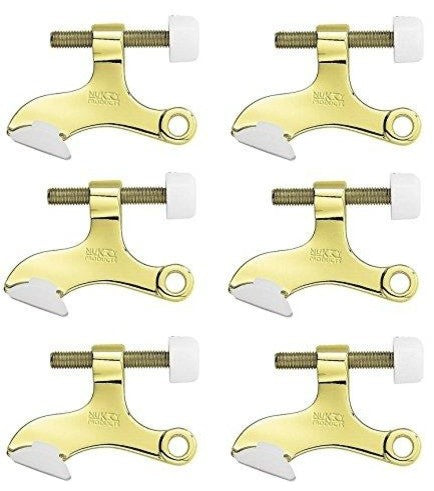 Nuk3y Hinge Pin Heavy Duty Door Stop, Set of 6, Polished Brass