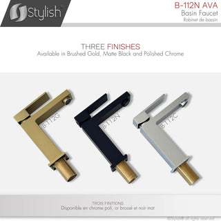 STYLISH Bathroom Faucet Single Handle Matte Black Finish, B-112N AVA