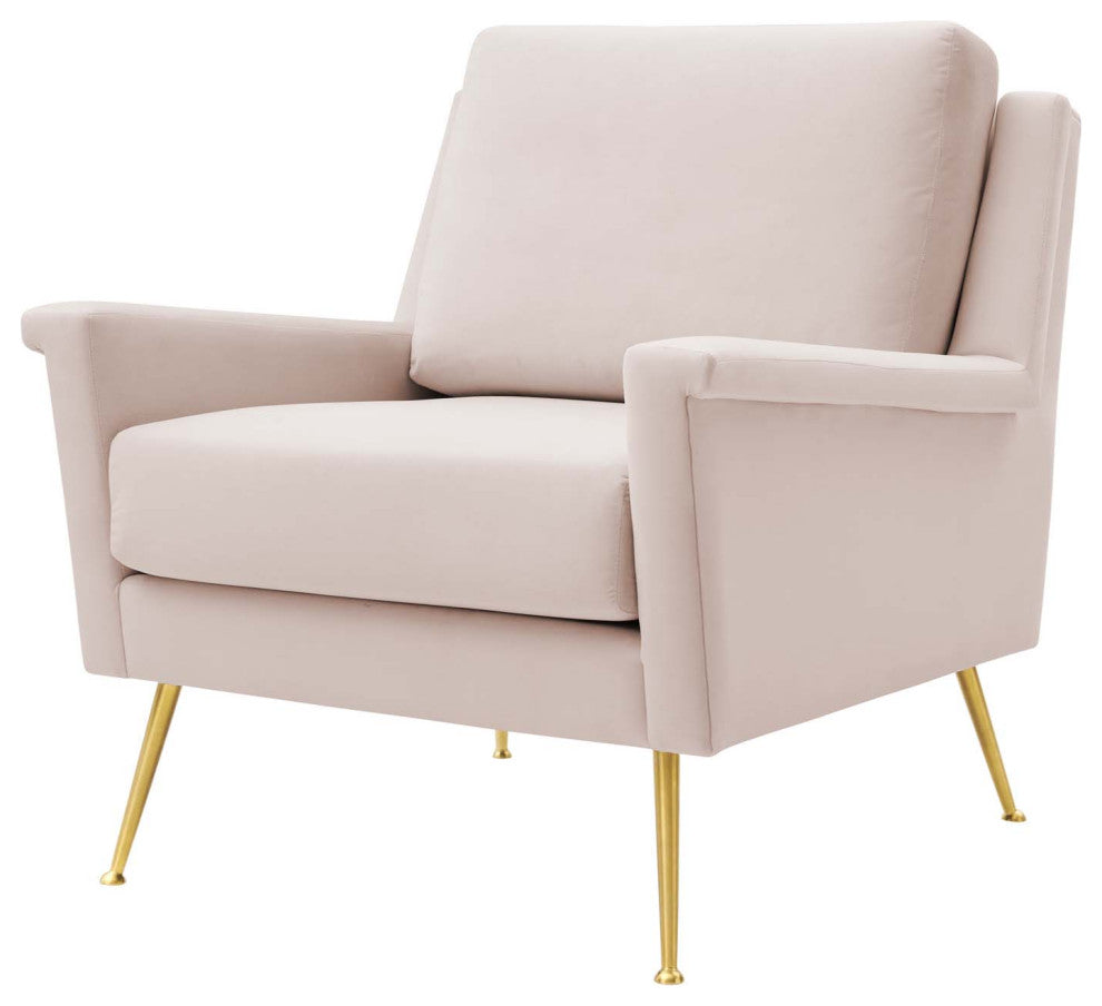 Armchair Accent Chair, Velvet, Gold Pink, Modern, Living Lounge Hospitality