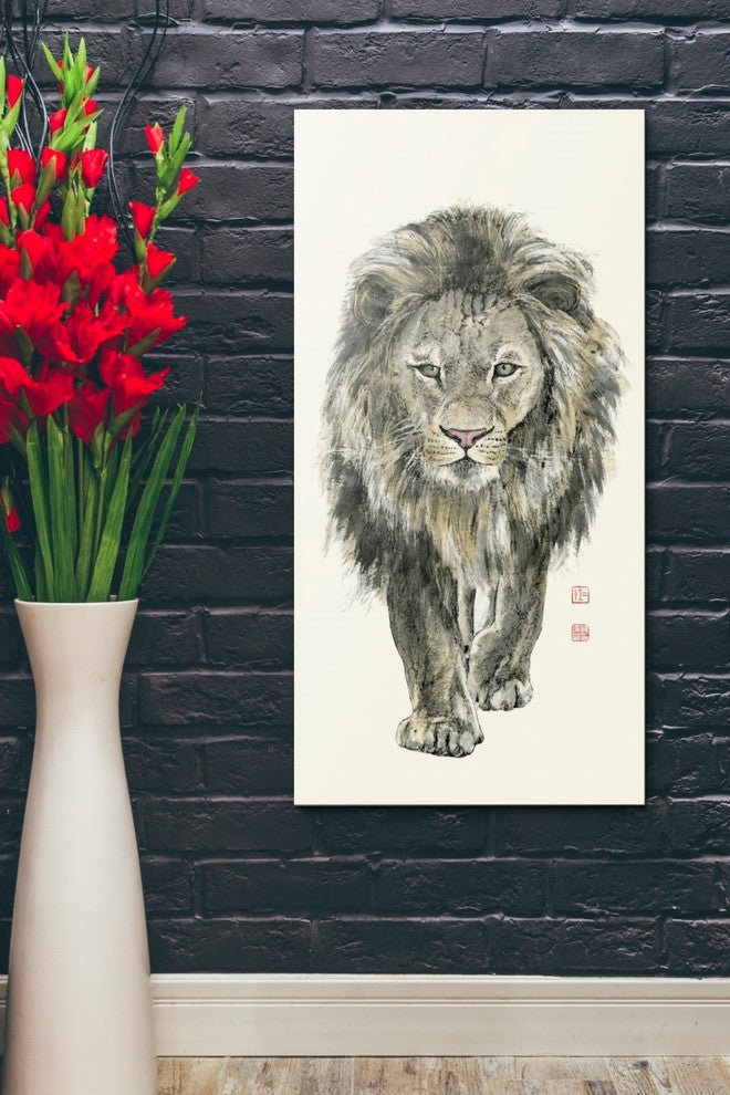 Epic Graffiti "Majestic King of the Jungle" by River Han, Giclee Canvas, 20"x40"