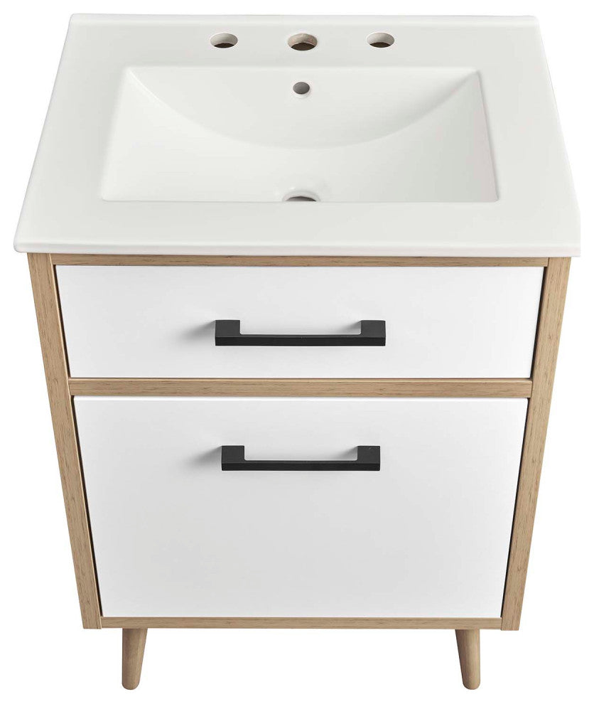 Maverick 24" Bathroom Vanity, White Oak