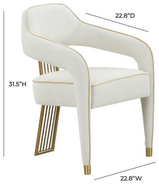 Pemberly Row Transitional Fabric Dining Chair in Cream/Gold Finish