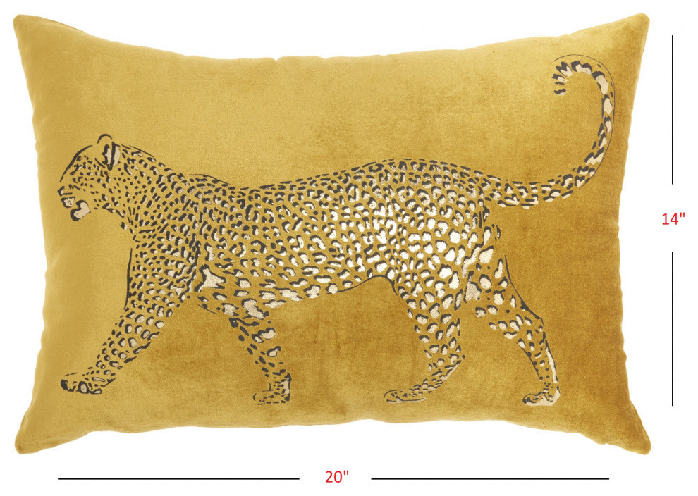 Bold Golden Leopard Lumbar Pillow