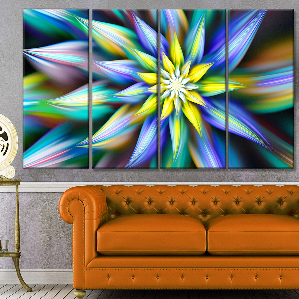 Dancing Multi Color Flower Petals, Floral Canvas Art Print, 48"x28", 4 Panels