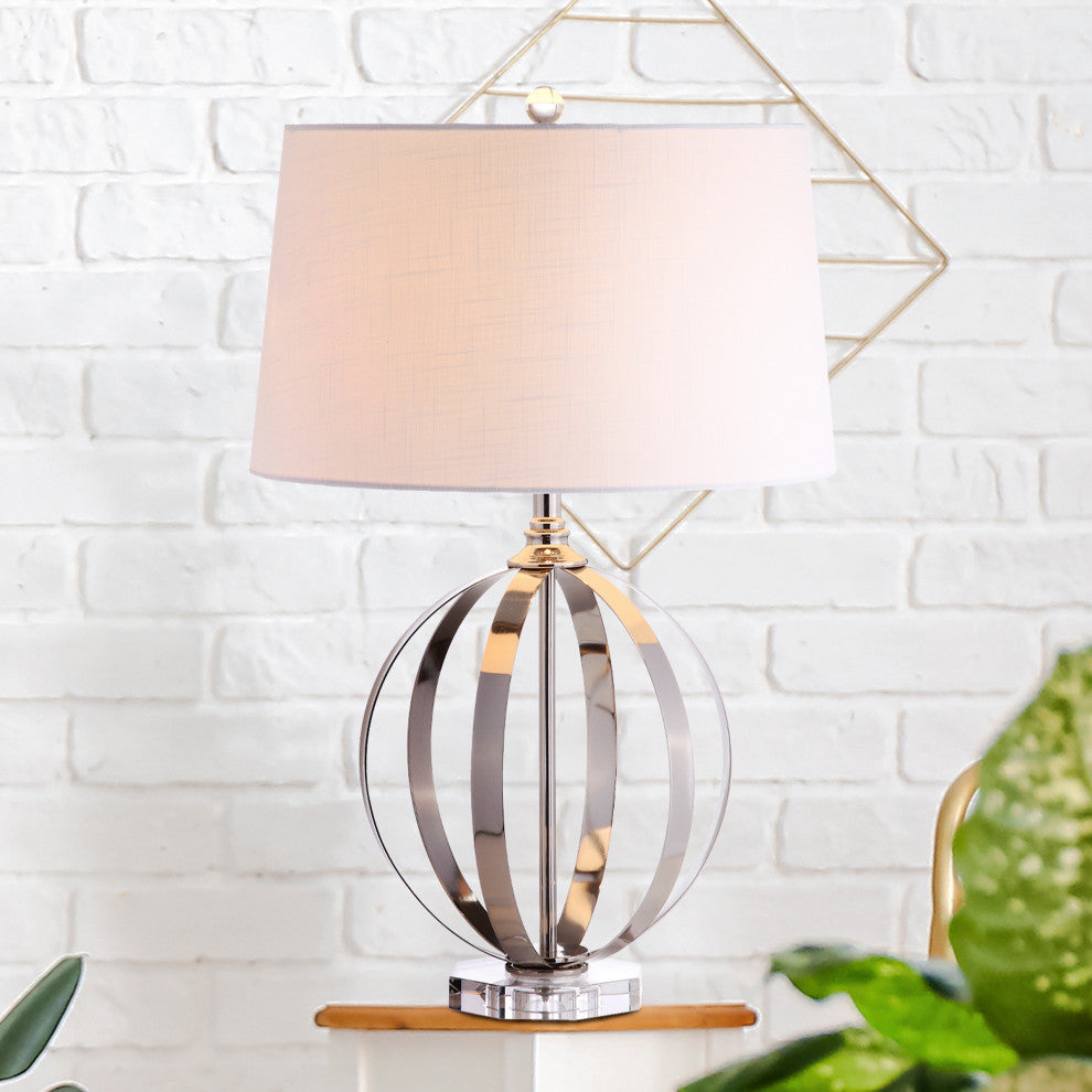 Logan 26" Metal Orb Table Lamp, Polished Nickel