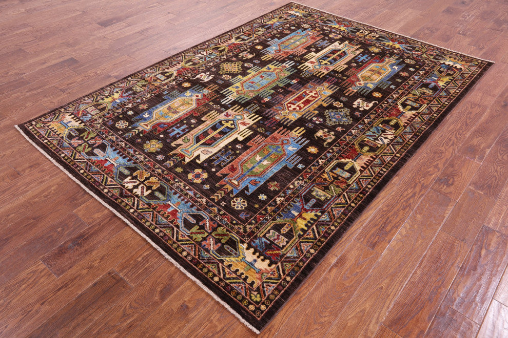 5' 8" X 8' 2" Tribal Fine Serapi Handmade Wool Rug - Q12232