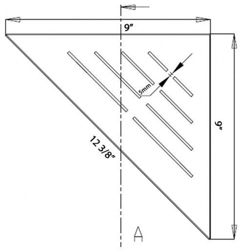 Bath Shelf or Foot Rest 9", Wall Mount Triangle Shelf, Polished Chrome