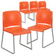 Set of 5 Multifunctional Stackable Chair, Plastic Seat With Sled Base, Orange