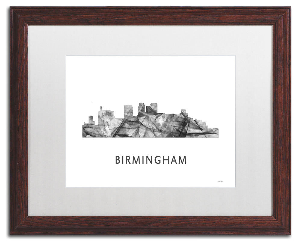 'Birmingham Alabama Skyline' Framed Art, Wood Frame, White Matte, 20x16