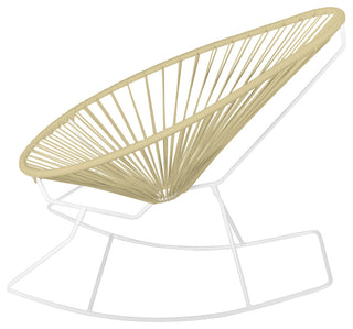 Acapulco Indoor/Outdoor Handmade Rocker, Ivory Weave, White Frame