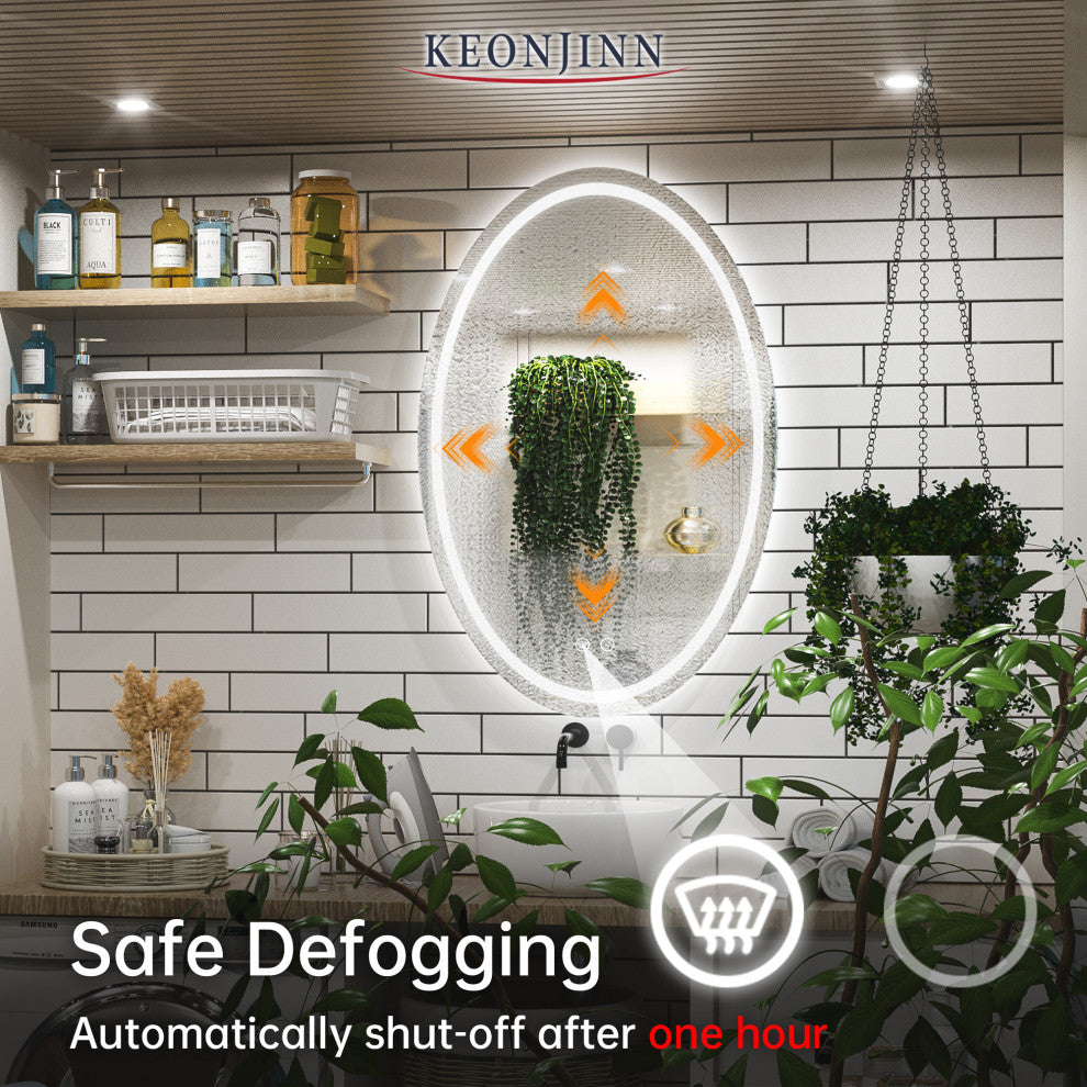 Oval LED Vanity Mirror for Bathroom, Anti Fog IP54 Waterproof CRI90, 36"x24"