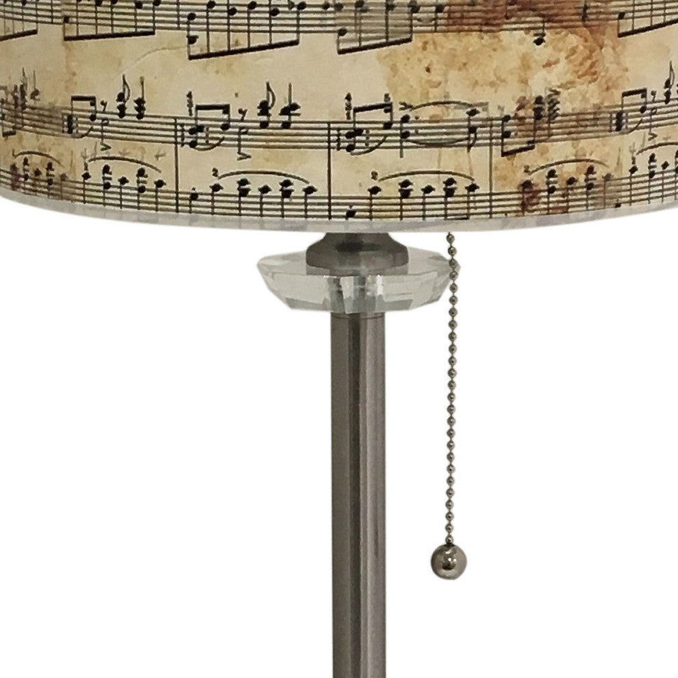 28" Crystal Buffet Lamp With Musical Notes Shade, Brushed Nickel, Set of 2