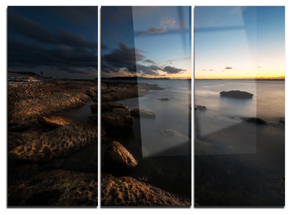 "Dark Sydney Coastline" Metal Wall Art, 3 Panels, 36"x28"