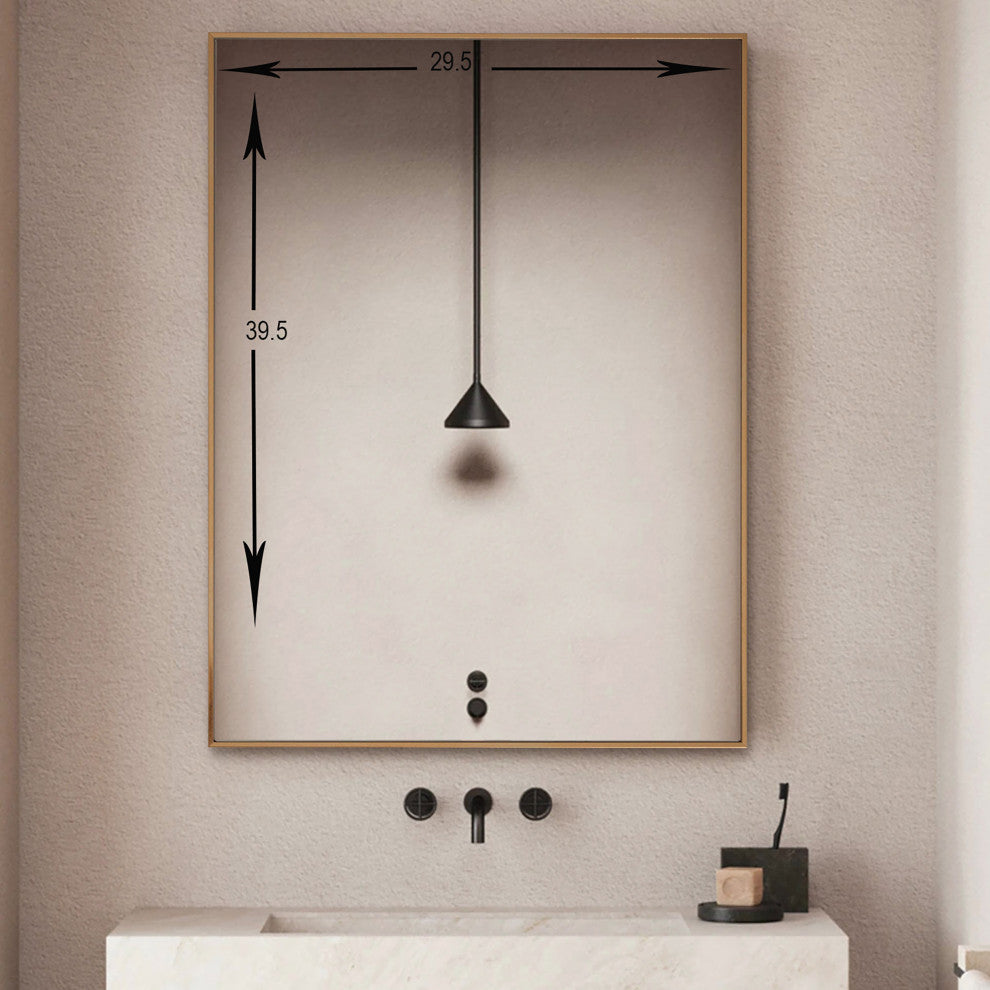 Vanta Metal Framed Wall Mirror with Dual Mounting Brackets, Gold, 39.5 in. X 29.5 in.