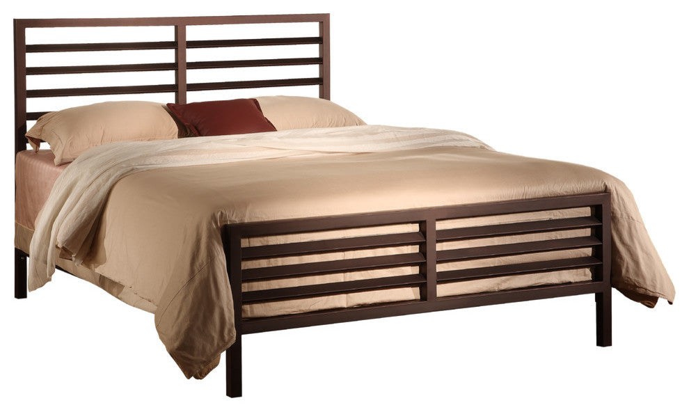 Bronze Metal Annabelle Collection Bed Headboard Footboard Rails and Slats, Full