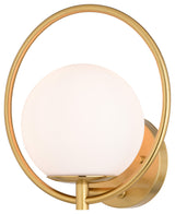 Bucktown 1-Light Mid-Century Modern Wall Sconce White Globe Glass, Natural Brass
