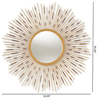 Bowery Hill Sunburst Decorative Wall Mirror in Gold
