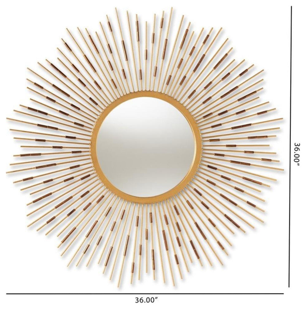Bowery Hill Sunburst Decorative Wall Mirror in Gold