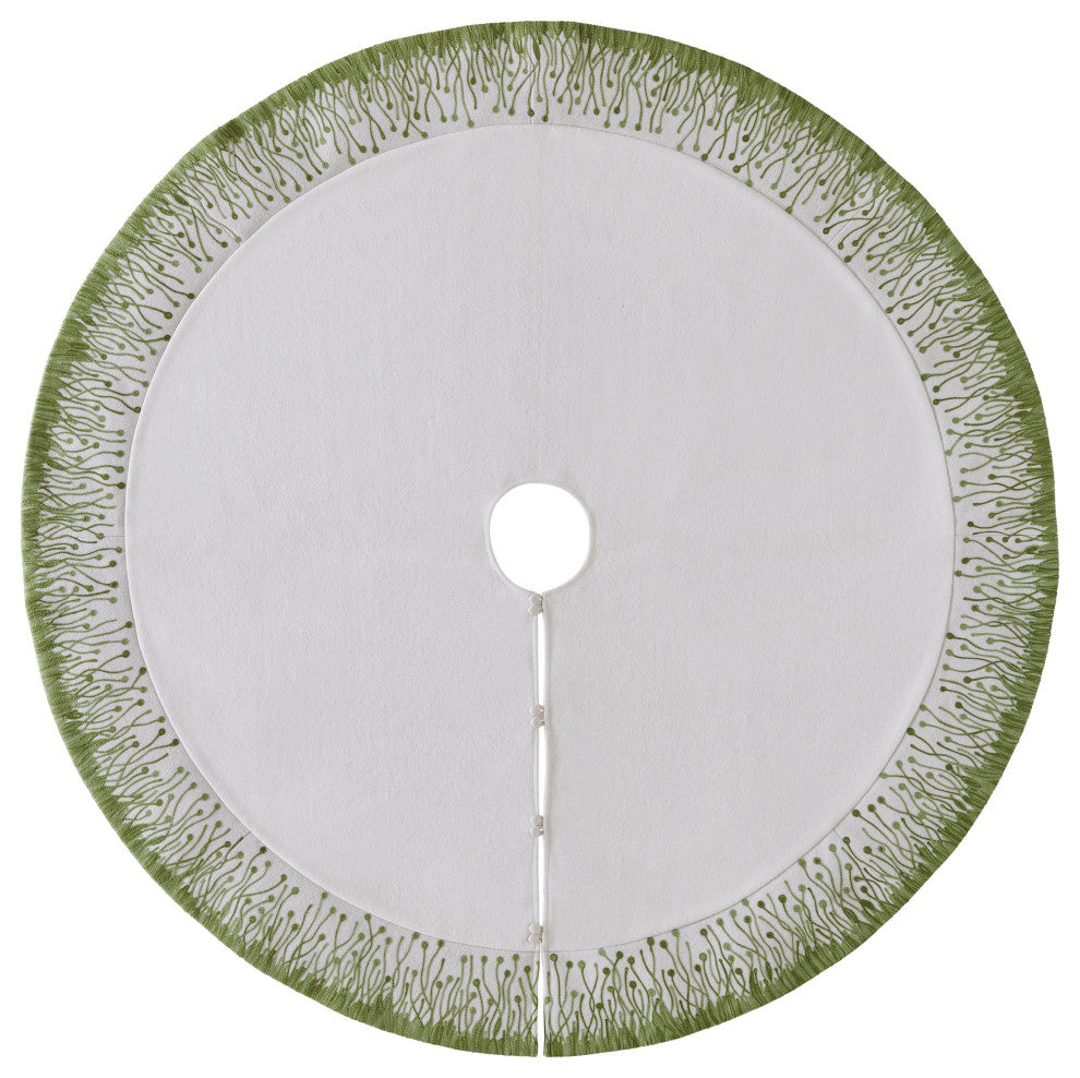 Flora Christmas Tree Skirt in Green