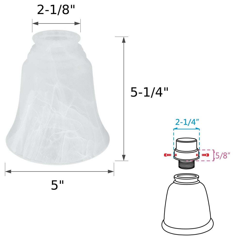 23105-4 Replacement Bell Shaped Alabaster Glass Shade, 4 Pack