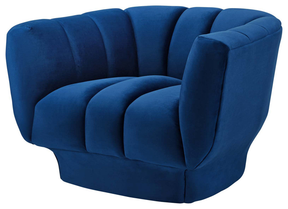 Tufted Armchair and Sofa Set, Velvet, Blue Navy, Modern, Lounge Hospitality