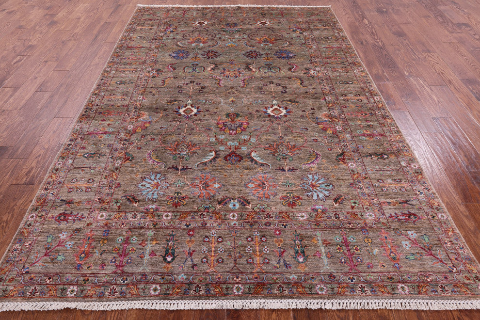 6' 8" X 9' 9" Hand-Knotted Persian Tabriz Wool Rug Q10059