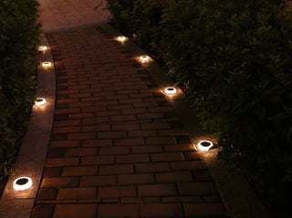 Solar Powered 4-Light Deco Clear LED In-Ground Light, Warm White