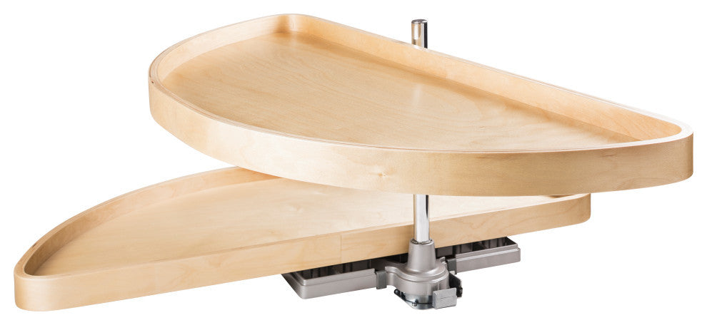 38" Half-Moon Lazy Susan Set with Wood Trays