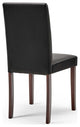 Side Dining Chair and Table Set, Faux Leather, Drak Brown Black, Modern, Bistro