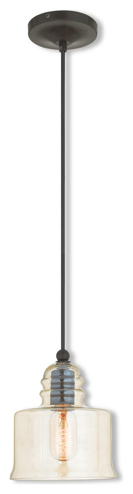 Art Glass Mini Pendant 1-Light Mini Pendant, English Bronze