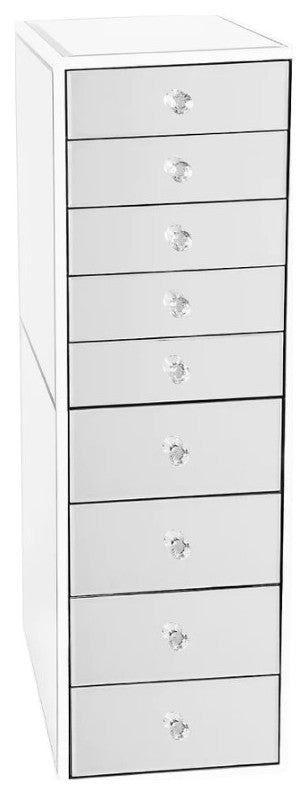 Slaystation Premium Mirrored 9 Drawers Vanity Storage Unit, White