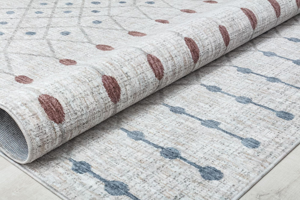 Jade La Paloma White  Moroccan Tribal Ivory Recycled Area Rug, 2'6" X 8'