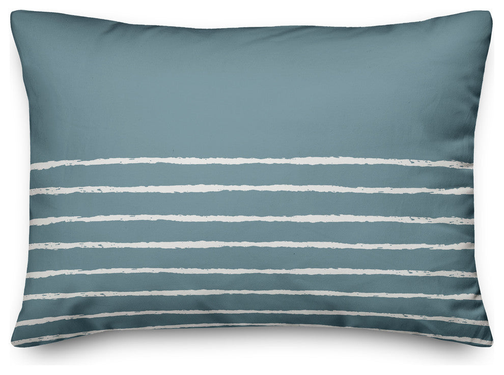 Sea Glass and White Sketch Stripes 14x20 Lumbar Pillow