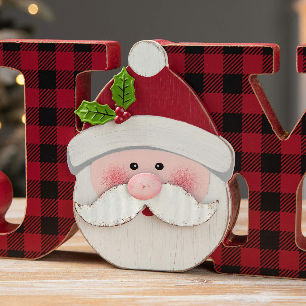 Wooden Christmas Centerpiece Table Decor, "Joy "
