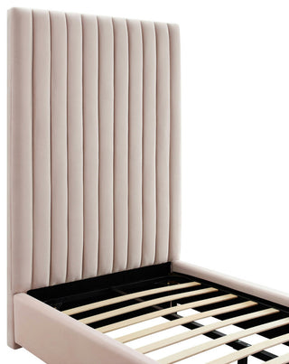 TOV Furniture Arabelle Blush Velvet Bed in Twin