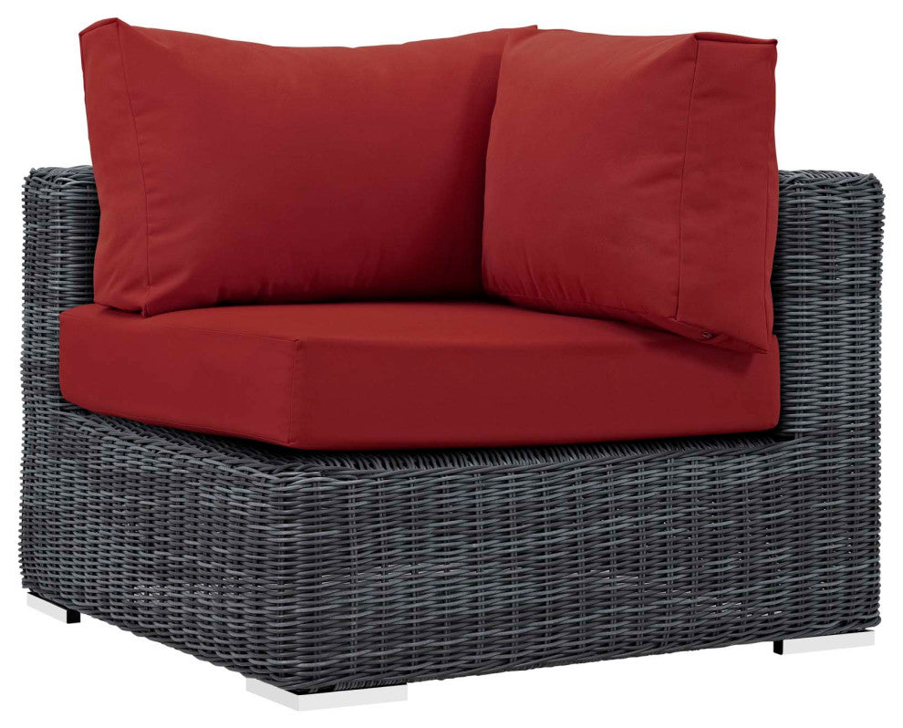 Canvas Red Summon 7 Piece Outdoor Patio Sunbrella Sectional Set