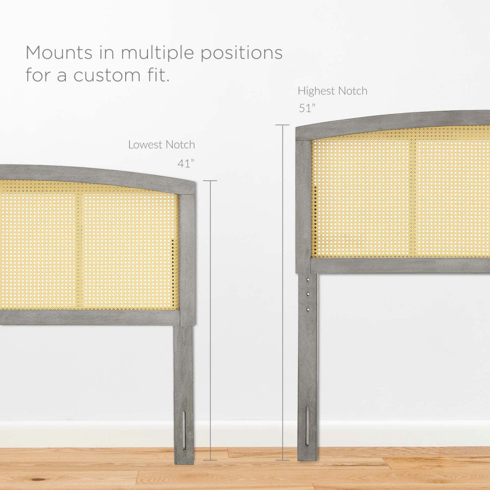 Headboard, Full Size, Wood, Gray, Modern Mid-Century, Bedroom Master Suite