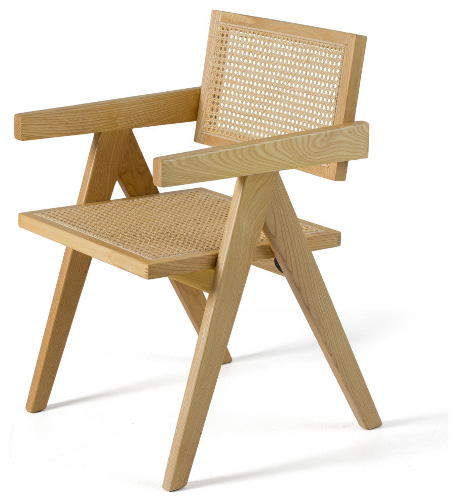 Modrest Aurora Light Rattan and Natural Ash Folding Dining Arm Chair