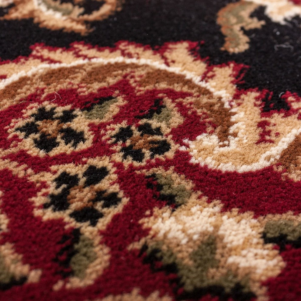 Well Woven Barclay Medallion Kashan Area Rug, Black, 5''3"x6''10" Oval
