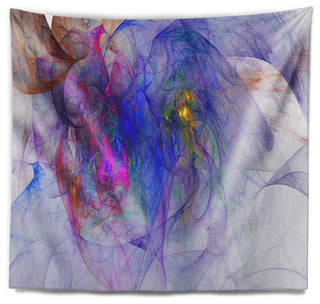 Blue Mystic Psychedelic Texture Abstract Wall Tapestry, 39"x32"
