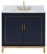 Gracie Bathroom Vanity, Pacific Blue With Carrara Marble, 36"