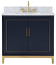 Gracie Bathroom Vanity, Pacific Blue With Carrara Marble, 36"