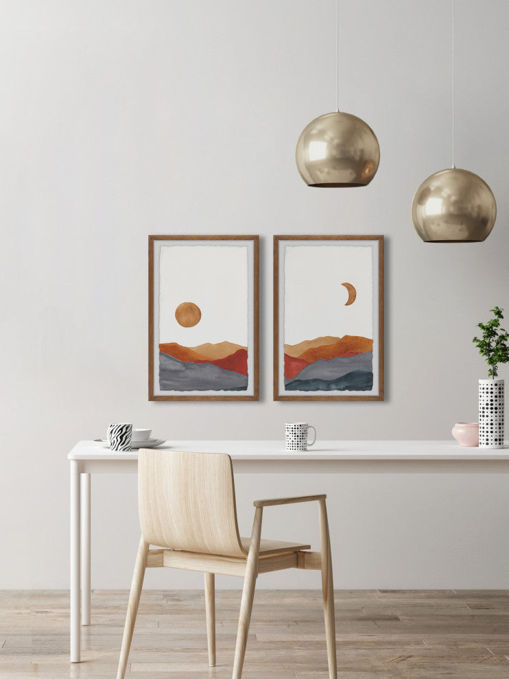 Glowing Mountains Diptych, 2-Piece Set, 16x24 Panels