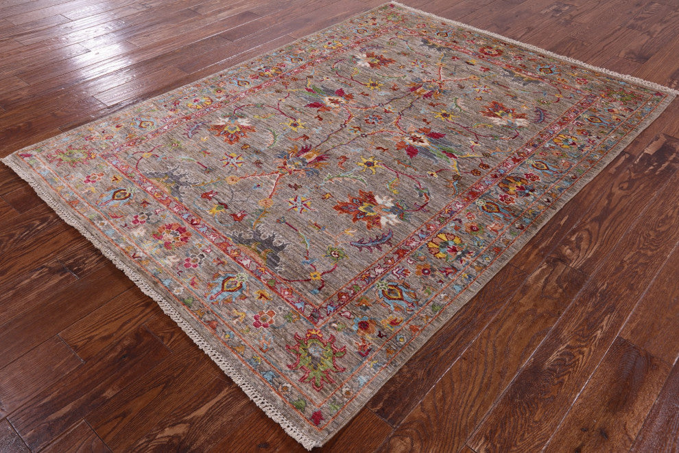 5' 0" X 6' 9" Persian Tabriz Handmade Wool Rug Q7656