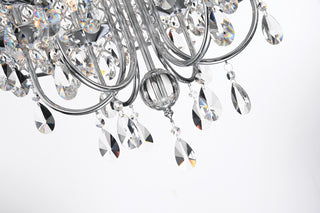 5-Light Chrome Round Beaded Drum Chandelier With Hanging Crystals