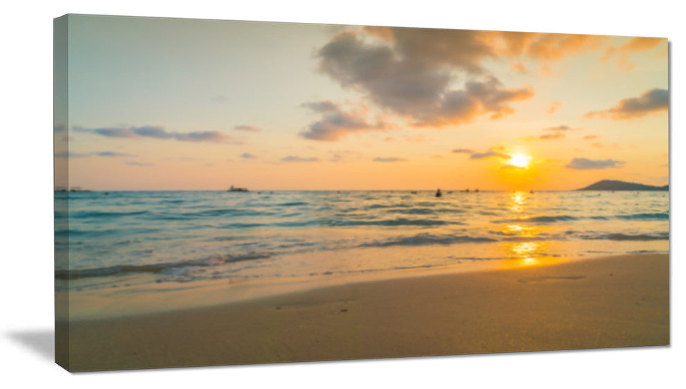 Stylish Blur Sunset over the Sea, Seashore Wall Art on Canvas, 32"x16"