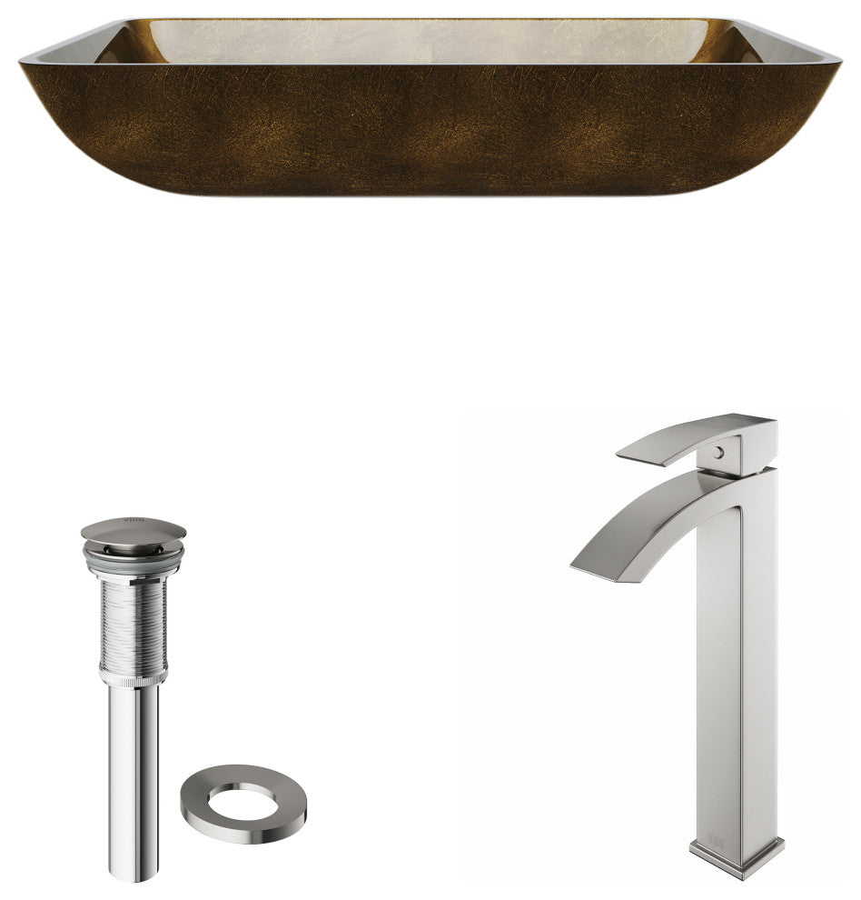 Donatello 22"L x 14"W Glass Vessel Sink and Duris 12"H Faucet Set